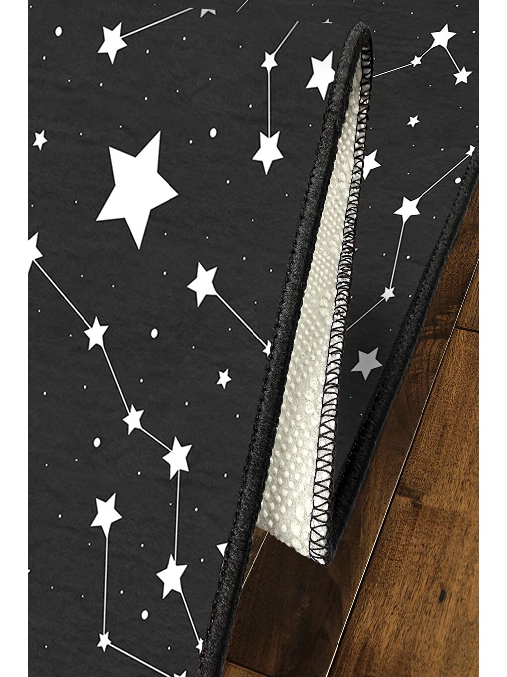 Siyah Dekoratif Özel Tasarım Yıkanabilir, Modern Halı  100 x 200 cm-4