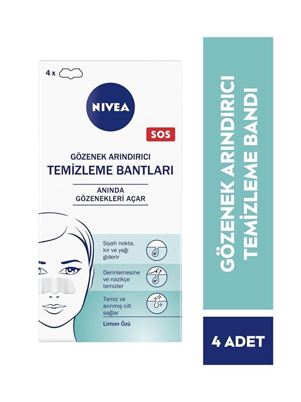 NIVEA Şeffaf Siyah Nokta & T-Bölgesi Temizleyici Yüz Bantlar 120 Gr, 4'Lü, Gözenek Arındırıcı