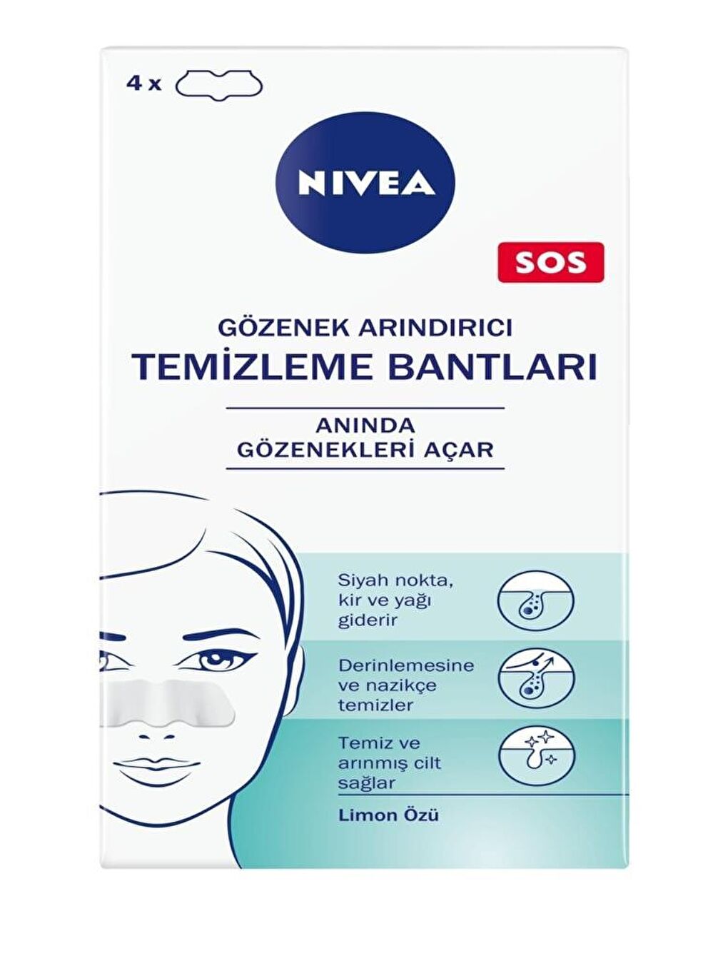 NIVEA Şeffaf Siyah Nokta & T-Bölgesi Temizleyici Yüz Bantlar 120 Gr, 4'Lü, Gözenek Arındırıcı - 1