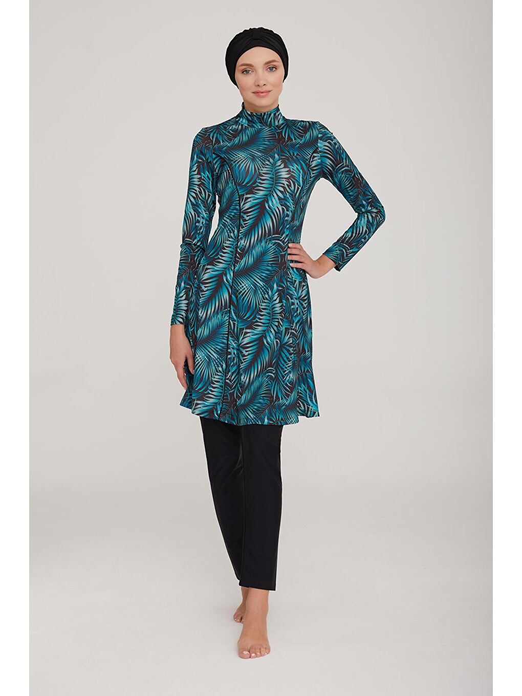 Likralı Tam Kapalı Tesettür Mayo London 4400 Siyah-2