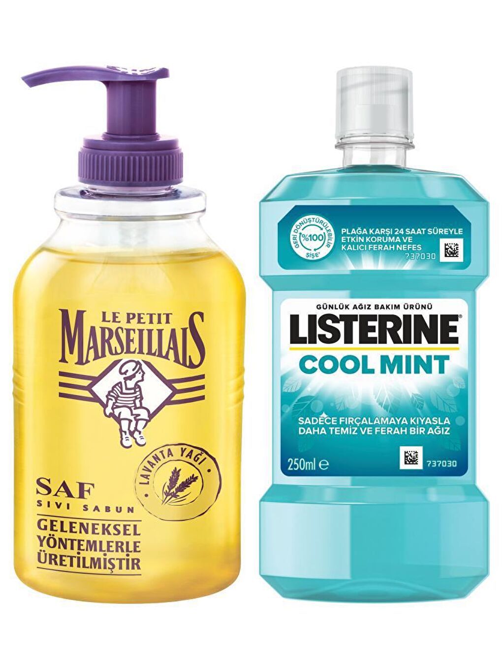 Listerine Renksiz Cool Mint 250 ml + Le Petit Marseillais Lavanta Yağı Saf Sıvı Sabun 300 ml - 1