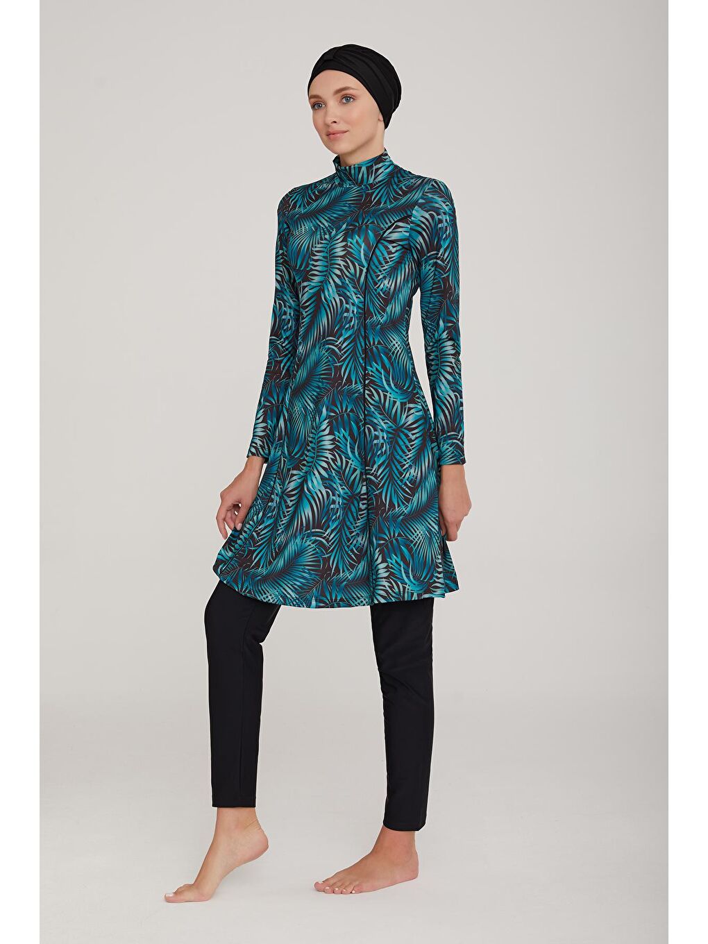 Likralı Tam Kapalı Tesettür Mayo London 4400 Siyah-3