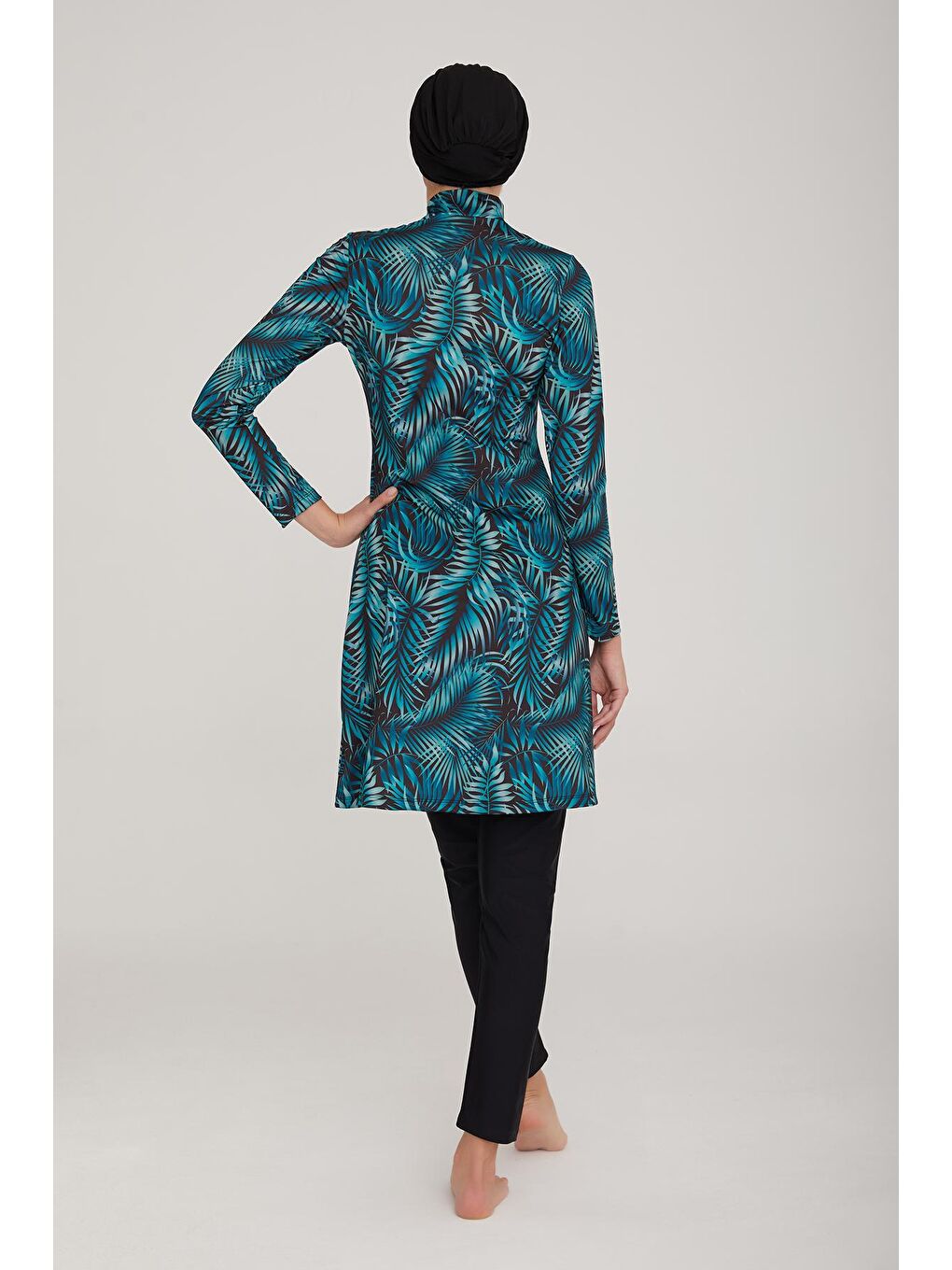 Likralı Tam Kapalı Tesettür Mayo London 4400 Siyah-4