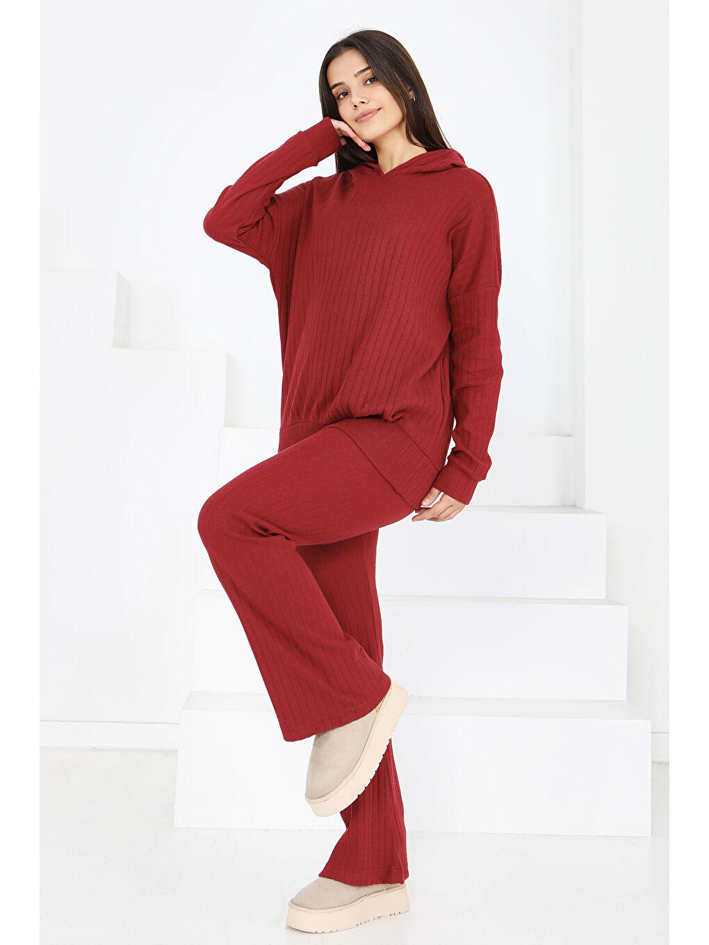 Uzun Kollu Kaşkorse İkili Takım Bordo - 27815-BORDO-1