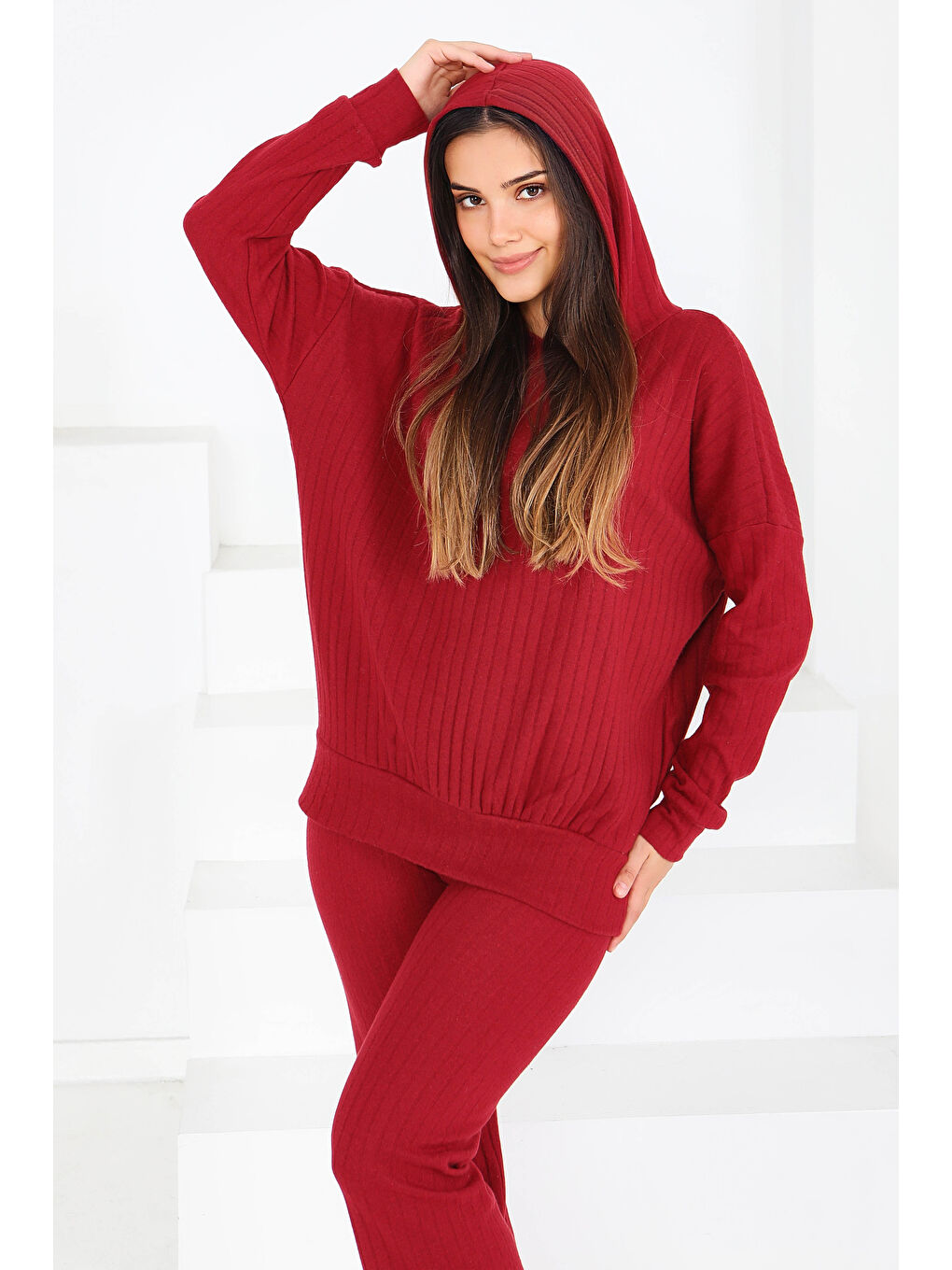 Uzun Kollu Kaşkorse İkili Takım Bordo - 27815-BORDO-2