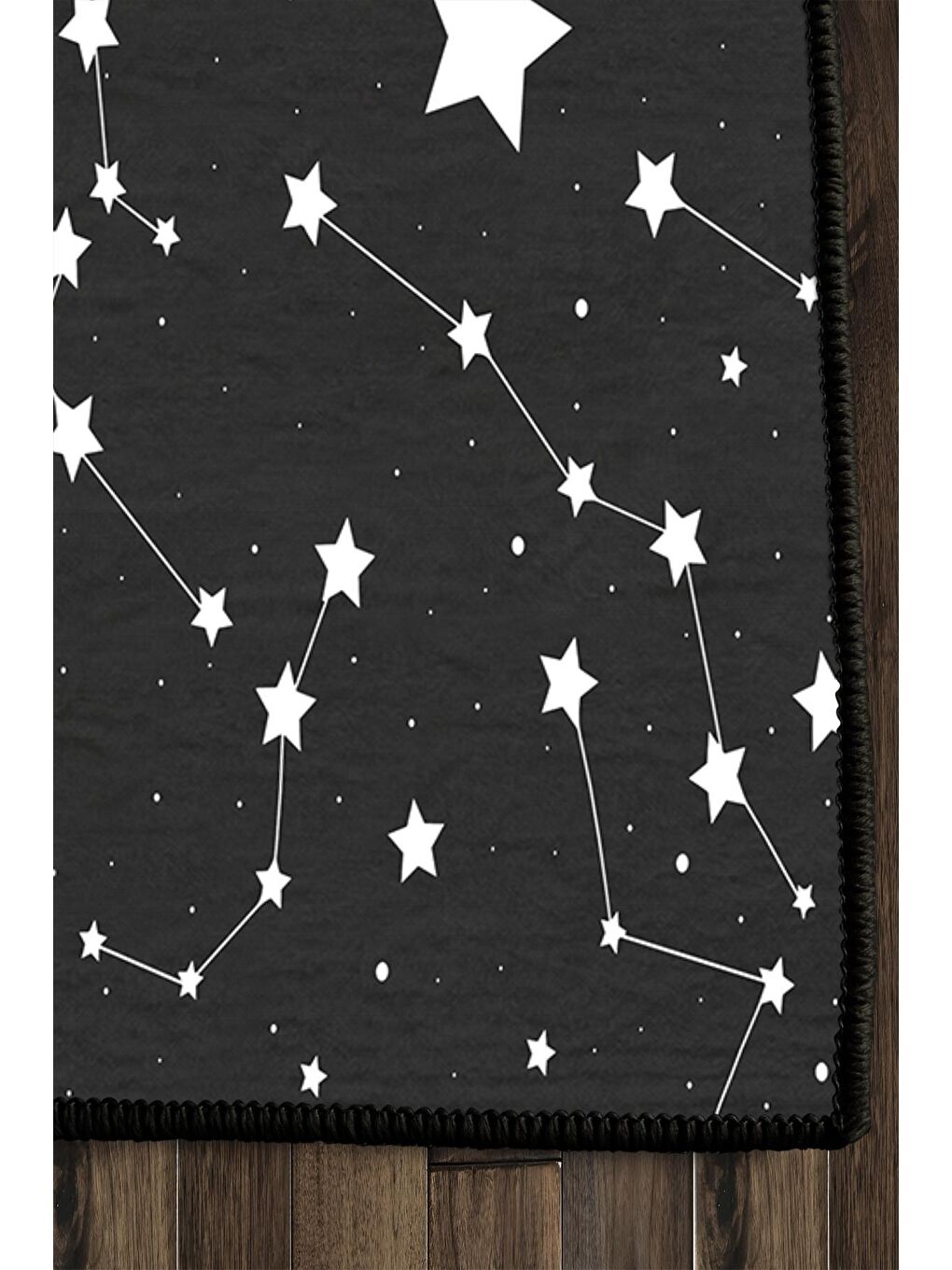 Siyah Dekoratif Özel Tasarım Yıkanabilir, Modern Halı  100 x 200 cm-6