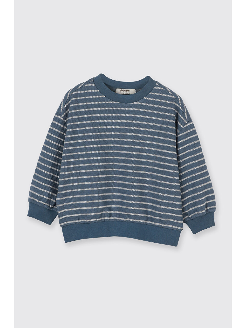 Erkek Bebek Çizgi Desenli Yumuşak Dokulu Petrol Sweatshirt