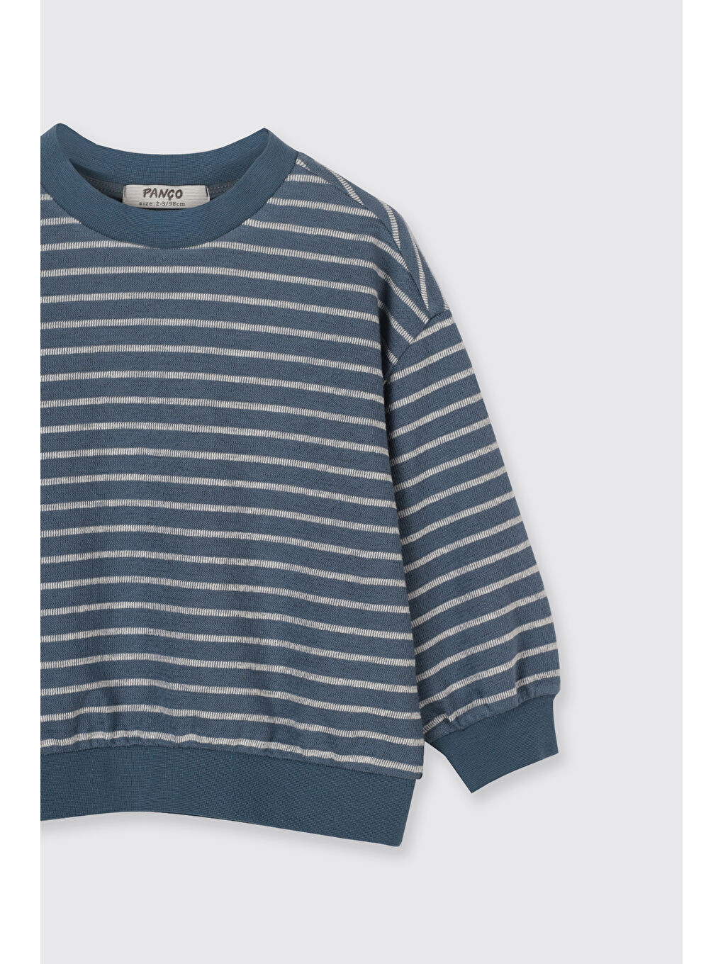 Erkek Bebek Çizgi Desenli Yumuşak Dokulu Petrol Sweatshirt-2