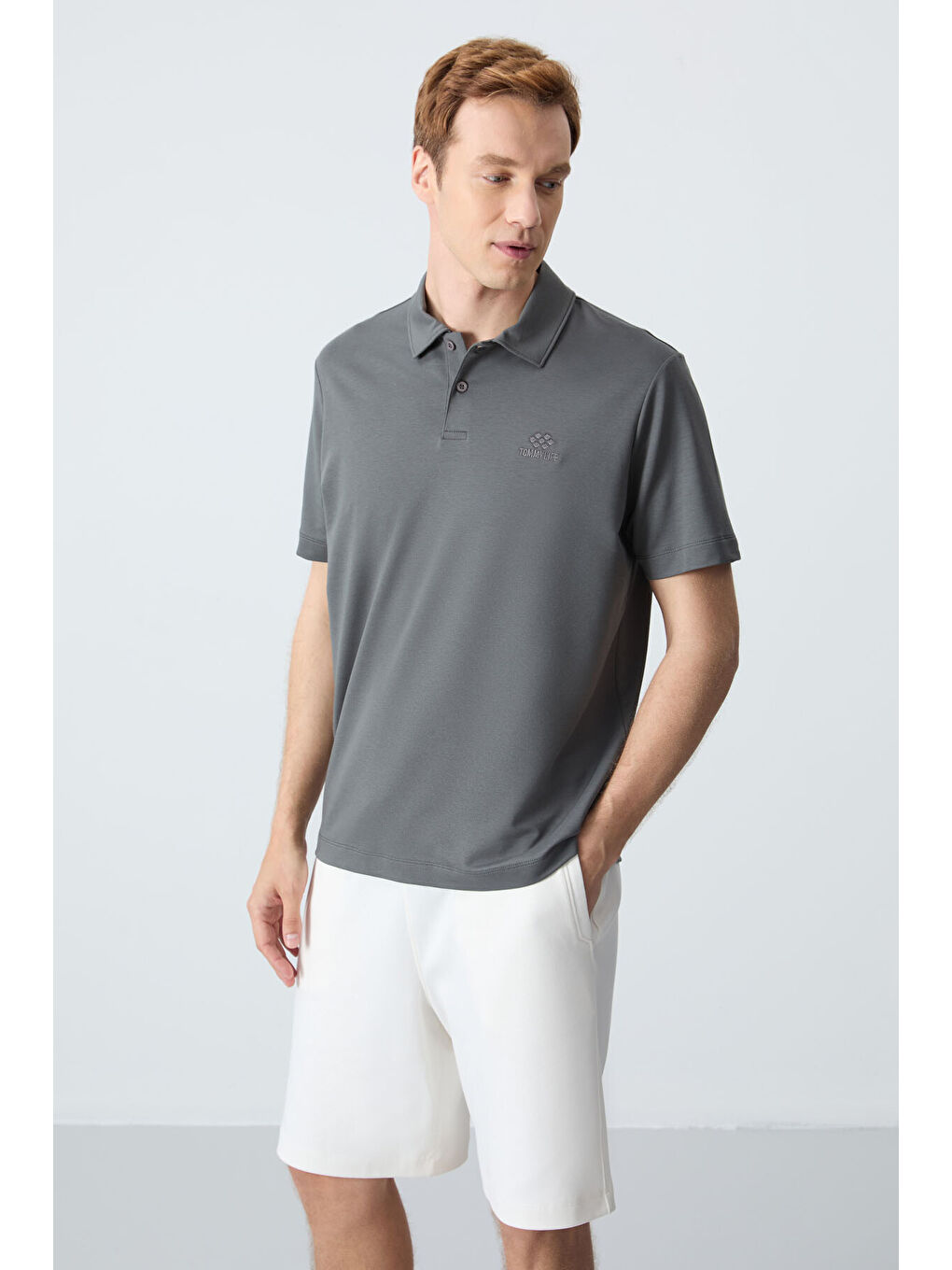 TOMMYLIFE Yeşil Çağla Basic Logolu Standart Kalıp Triko Polo Yaka Erkek Tişört - 87748