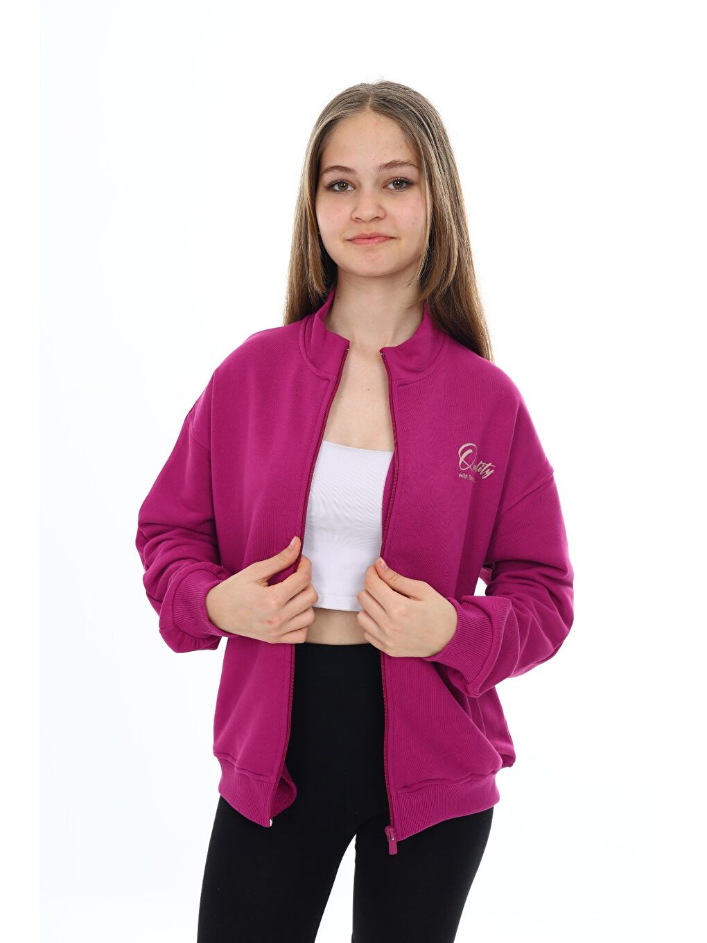 Mürdüm Kız Çocuk Baskılı Hırka