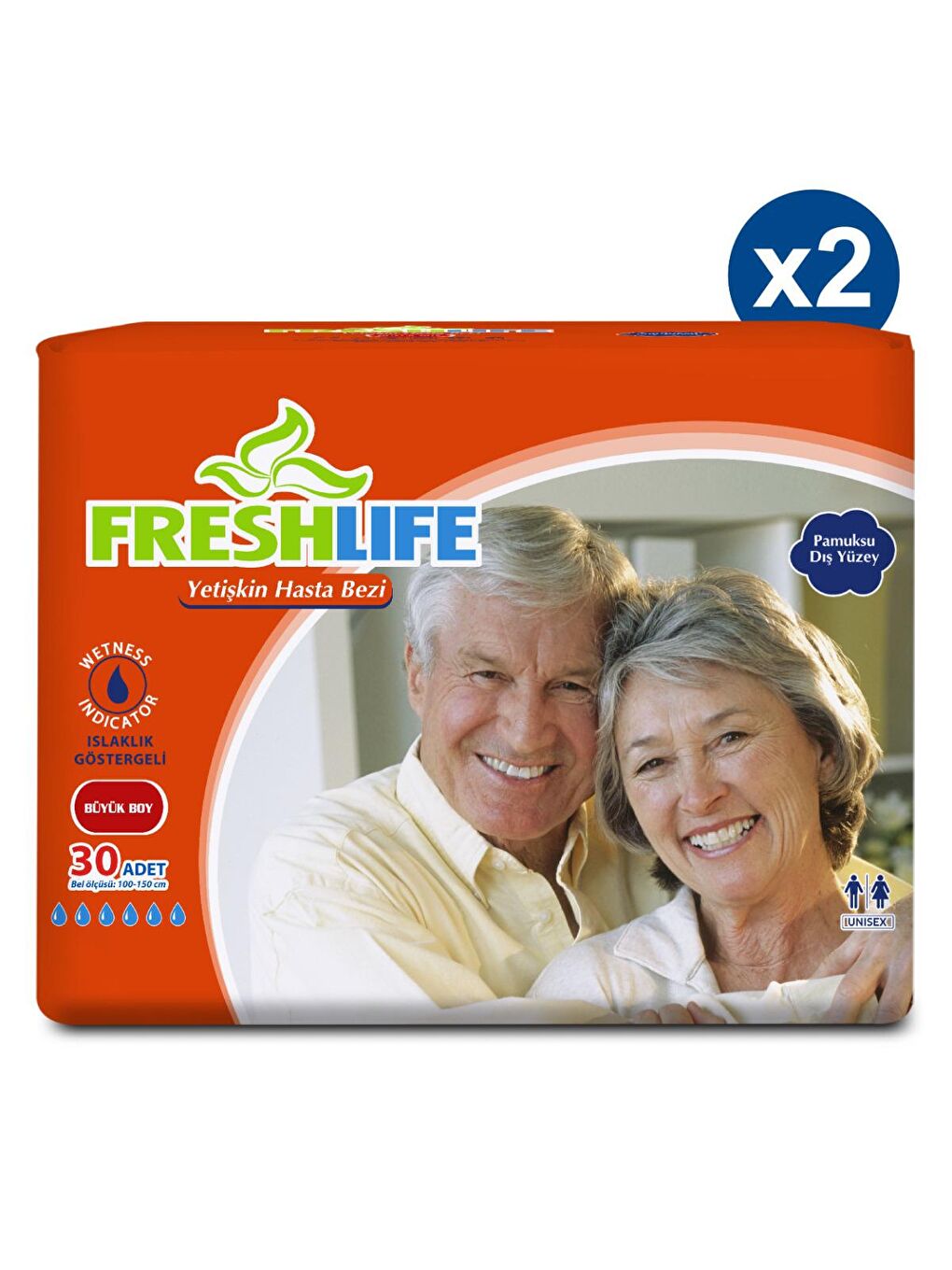 FRESHLIFE Renksiz 2'li Large Yetişkin Hasta Bezi 30x2 (60 Adet) - 1