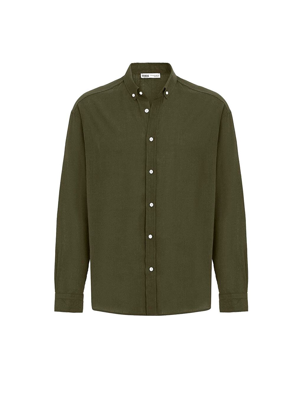 Basic Oversize Pamuk Keten Gömlek Haki-1