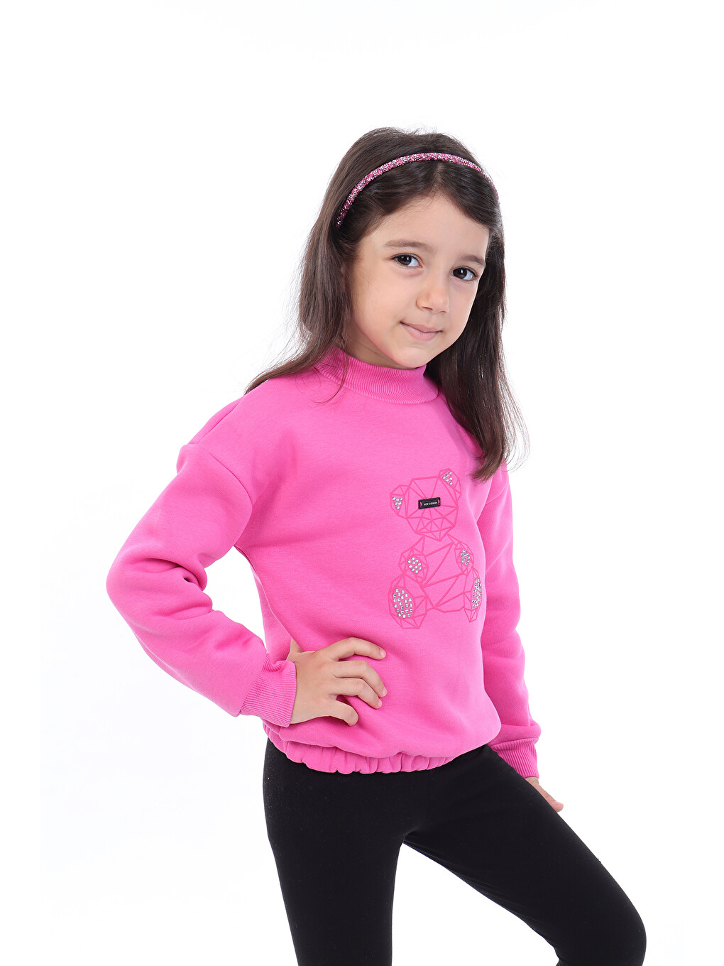 Fuşya Kız Çocuk Baskılı Sweatshirt