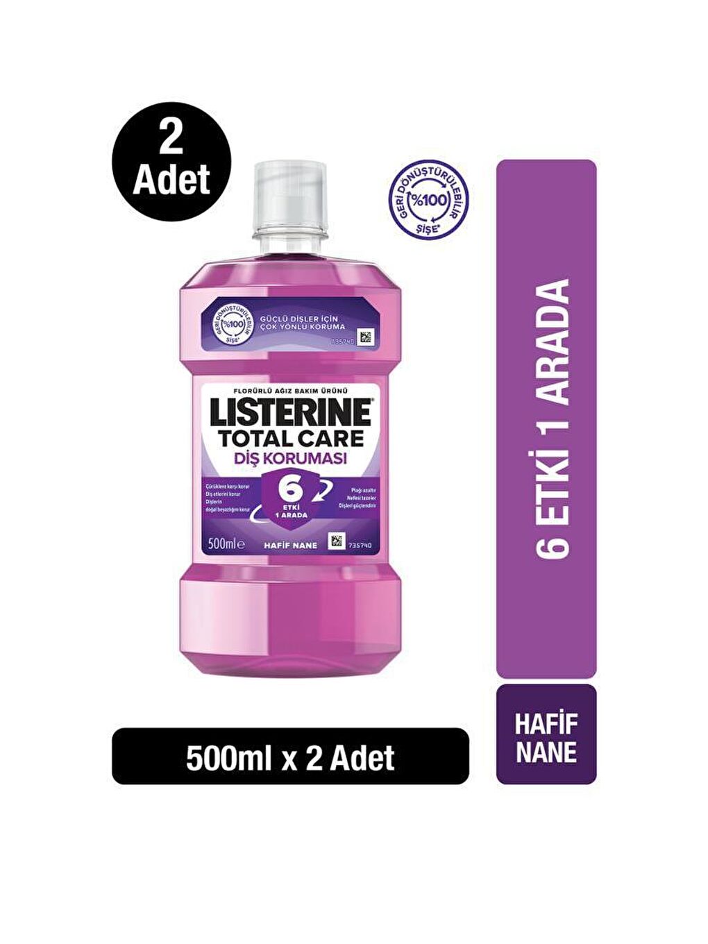 Listerine Renksiz Total Care Ağız Bakım Suyu 500 ml x 2