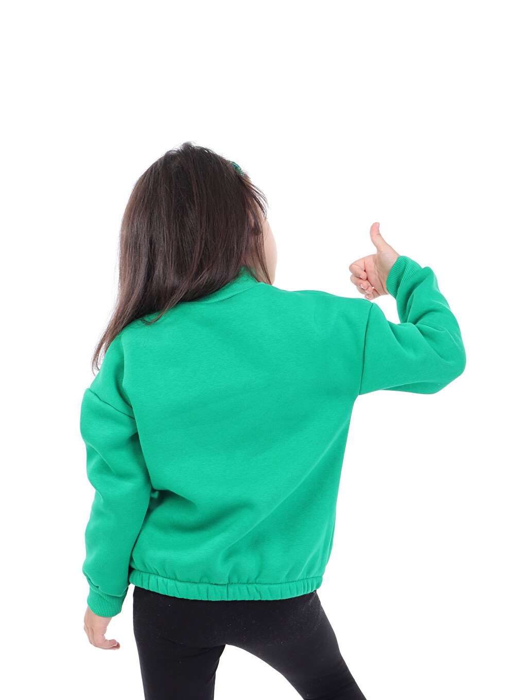 Yeşil Kız Çocuk Baskılı Sweatshirt-1