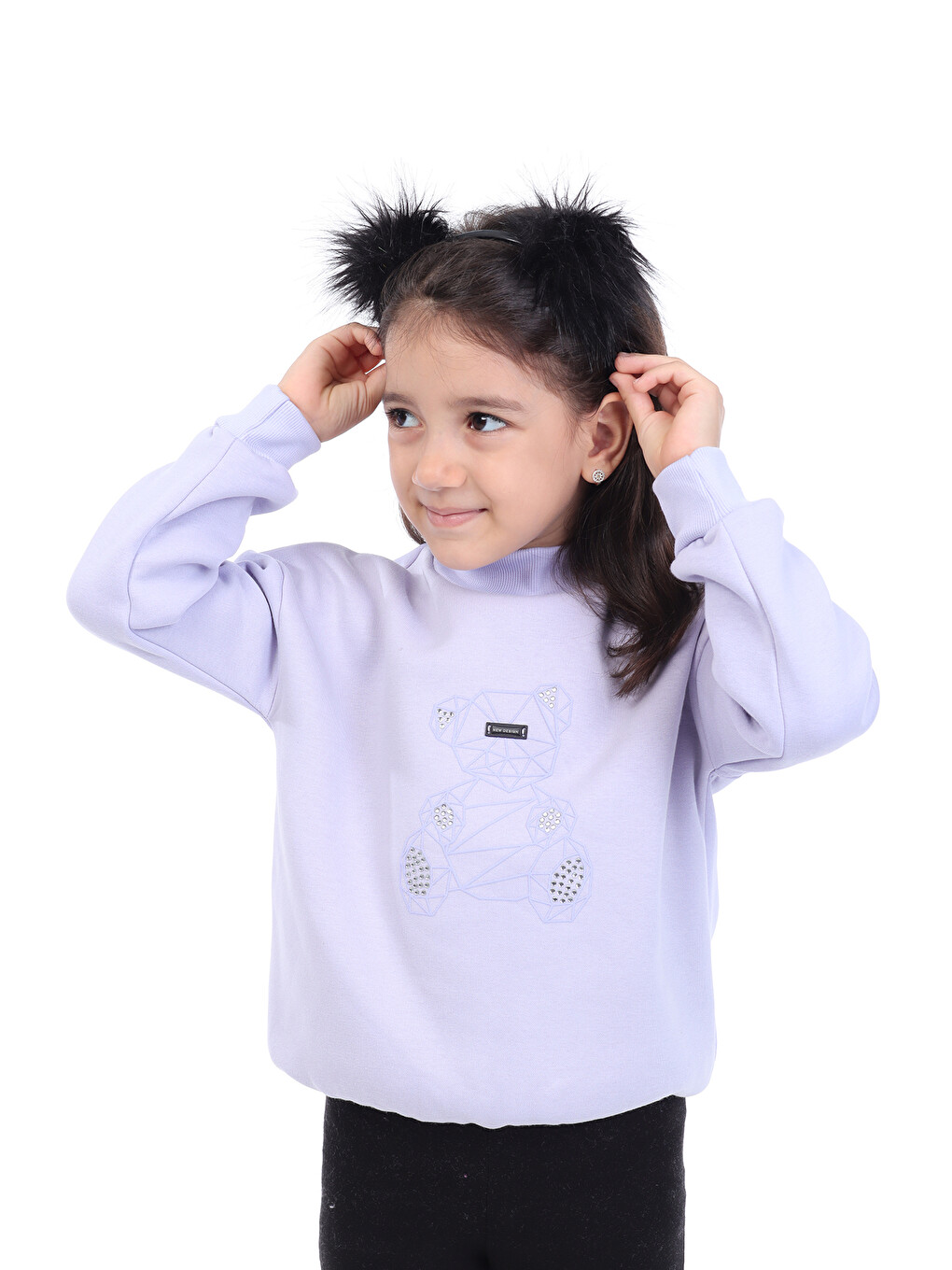 Lila Kız Çocuk Baskılı Sweatshirt