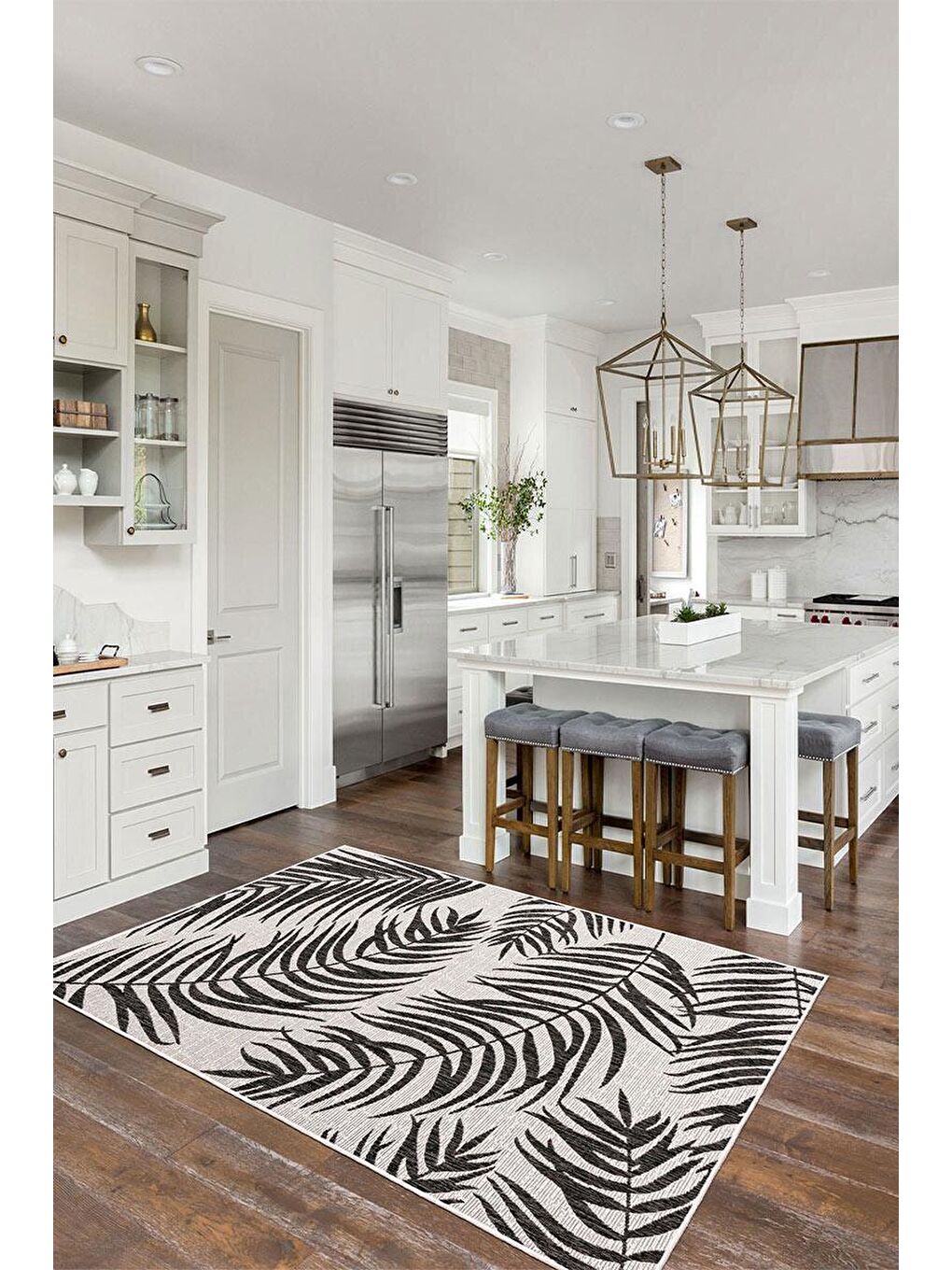 Siyah Premium Kalite, Pamuk ve Kaydırmaz Taban, Yıkanabilir, Mutfak Halısı  180 x 280 cm