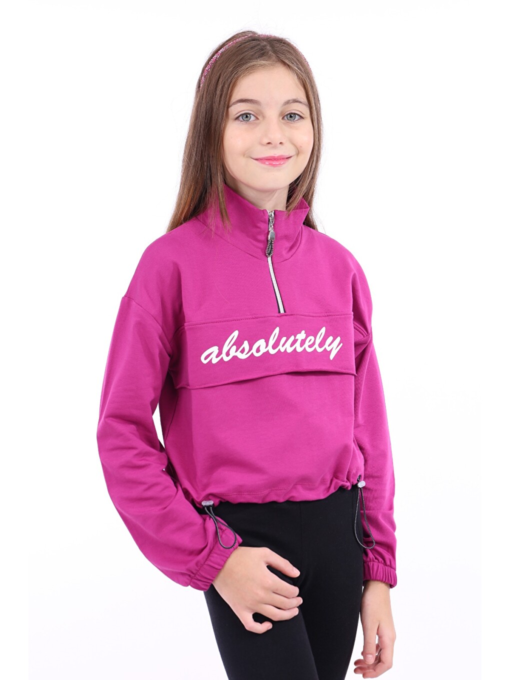 Mürdüm Kız Çocuk Baskılı Sweatshirt-1