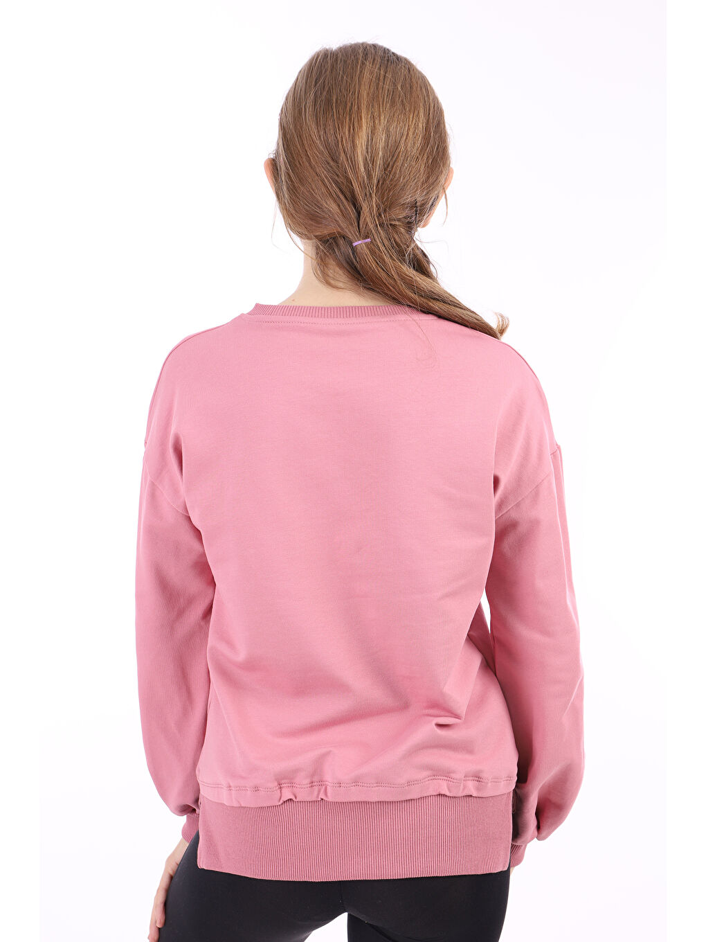 Pembe Kız Çocuk Baskılı Sweatshirt-1