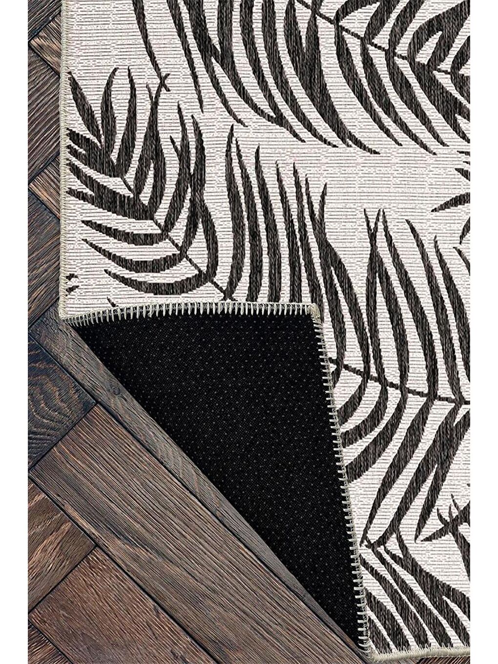 Siyah Premium Kalite, Pamuk ve Kaydırmaz Taban, Yıkanabilir, Mutfak Halısı  180 x 280 cm-3