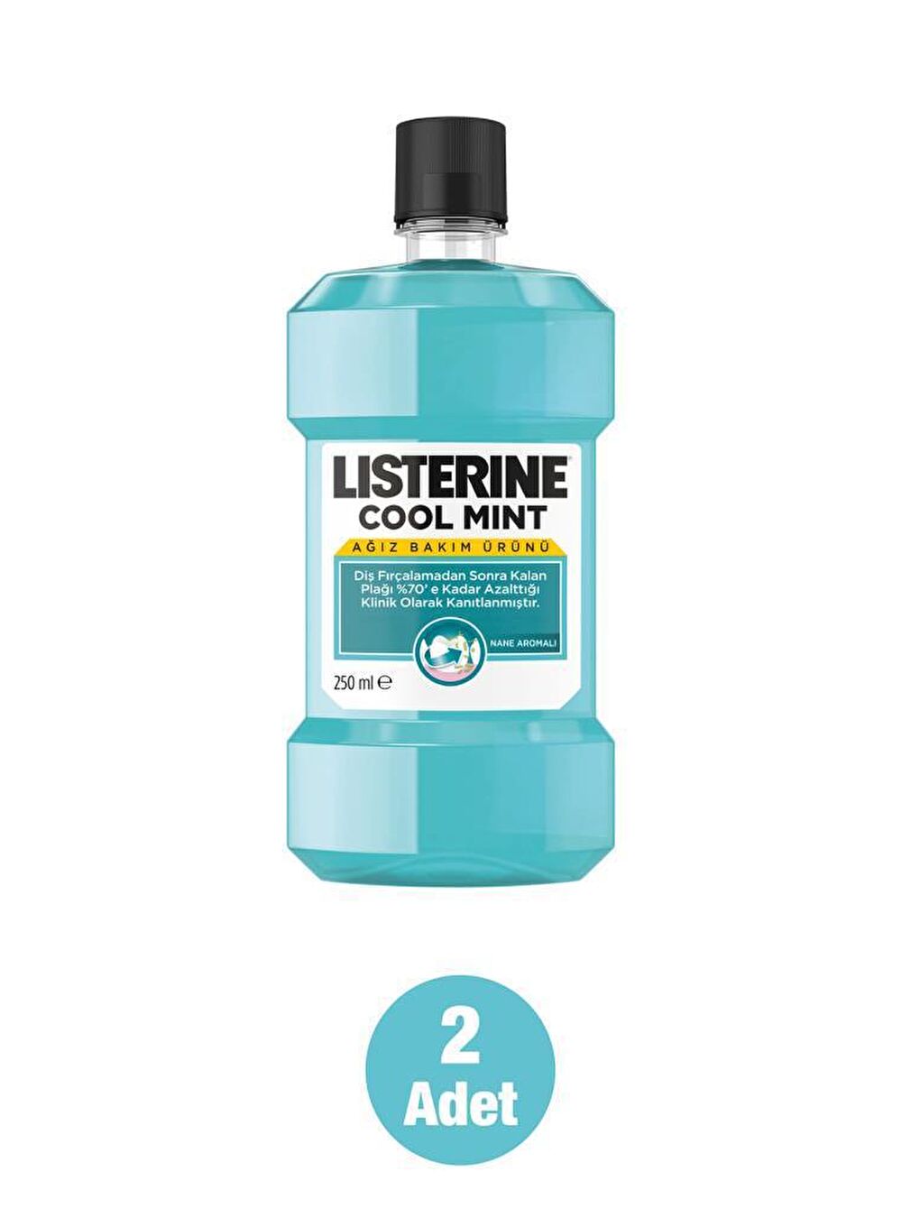 Listerine Renksiz Cool Mint Ağız Bakım Suyu 250 ml x2 - 1