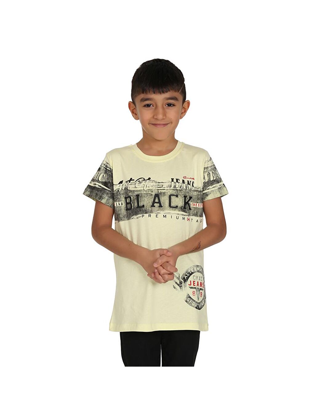 Toontoykids Sarı Erkek Çocuk T-Shirt Black Baskılı