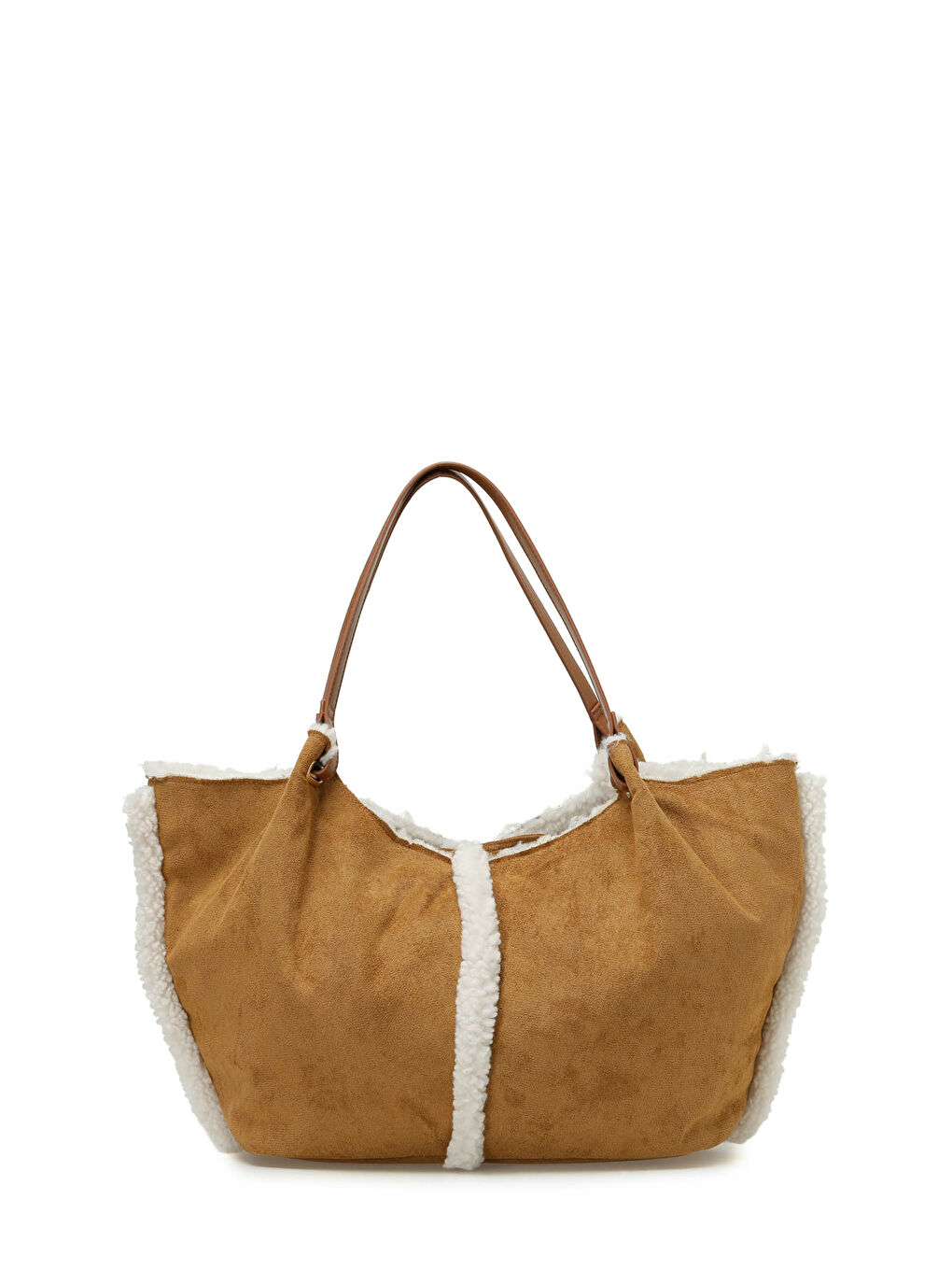 Kahverengi SUET SHERPA OMZ 50R Taba Kadın Omuz Çantası