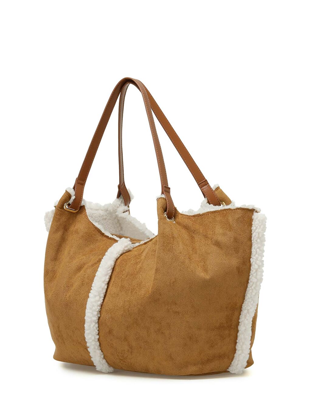 Kahverengi SUET SHERPA OMZ 50R Taba Kadın Omuz Çantası-1