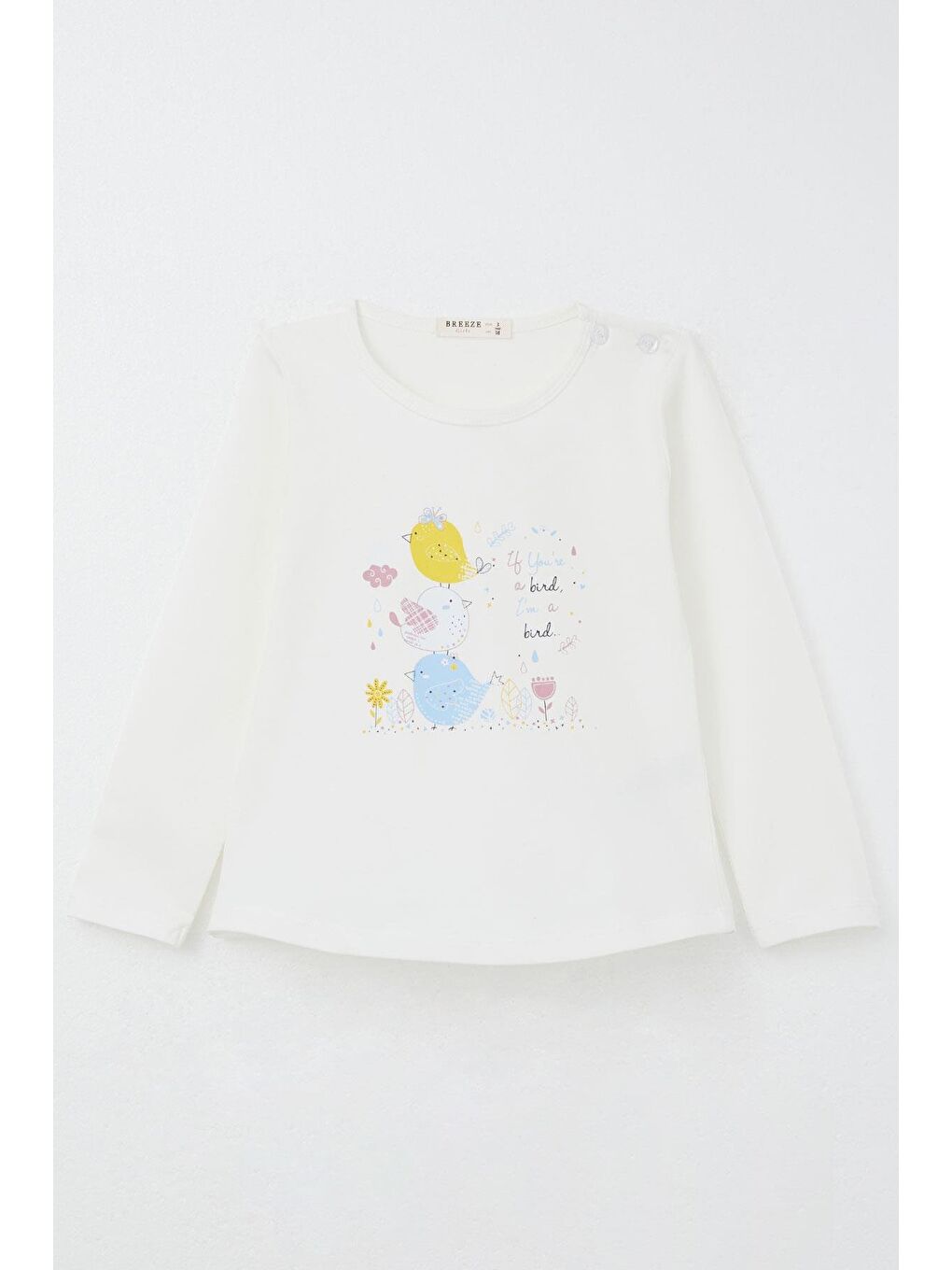 Kız Bebek Taytlı Takım Sevimli Renkli Kuş Baskılı Ekru (1.5-2 Yaş)-1