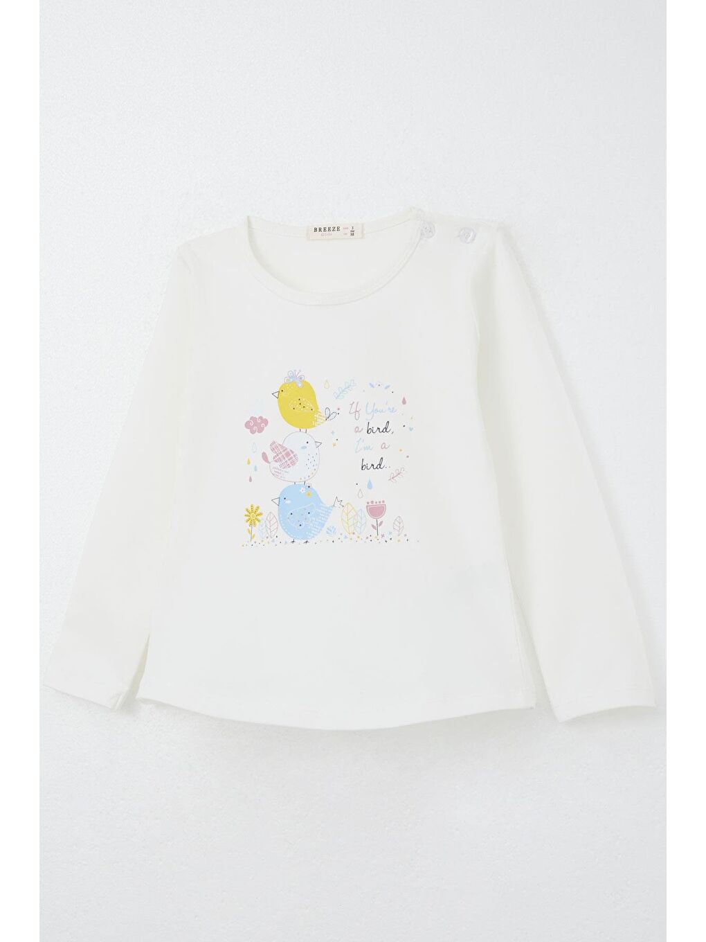 Kız Bebek Taytlı Takım Sevimli Renkli Kuş Baskılı Ekru (1.5-2 Yaş)-5