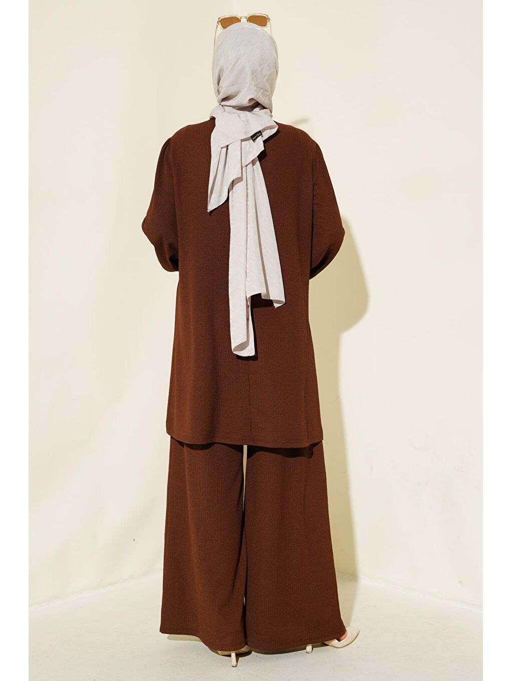Kadın Kahverengi Tunik Pantolon Alt Üst Takım 6663-3