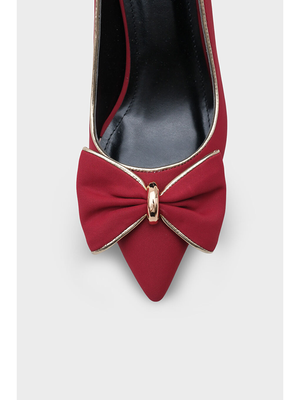 Kırmızı Marigold Metal Orta Boy Topuklu Fiyonklu Saten Kadın Ayakkabı-2