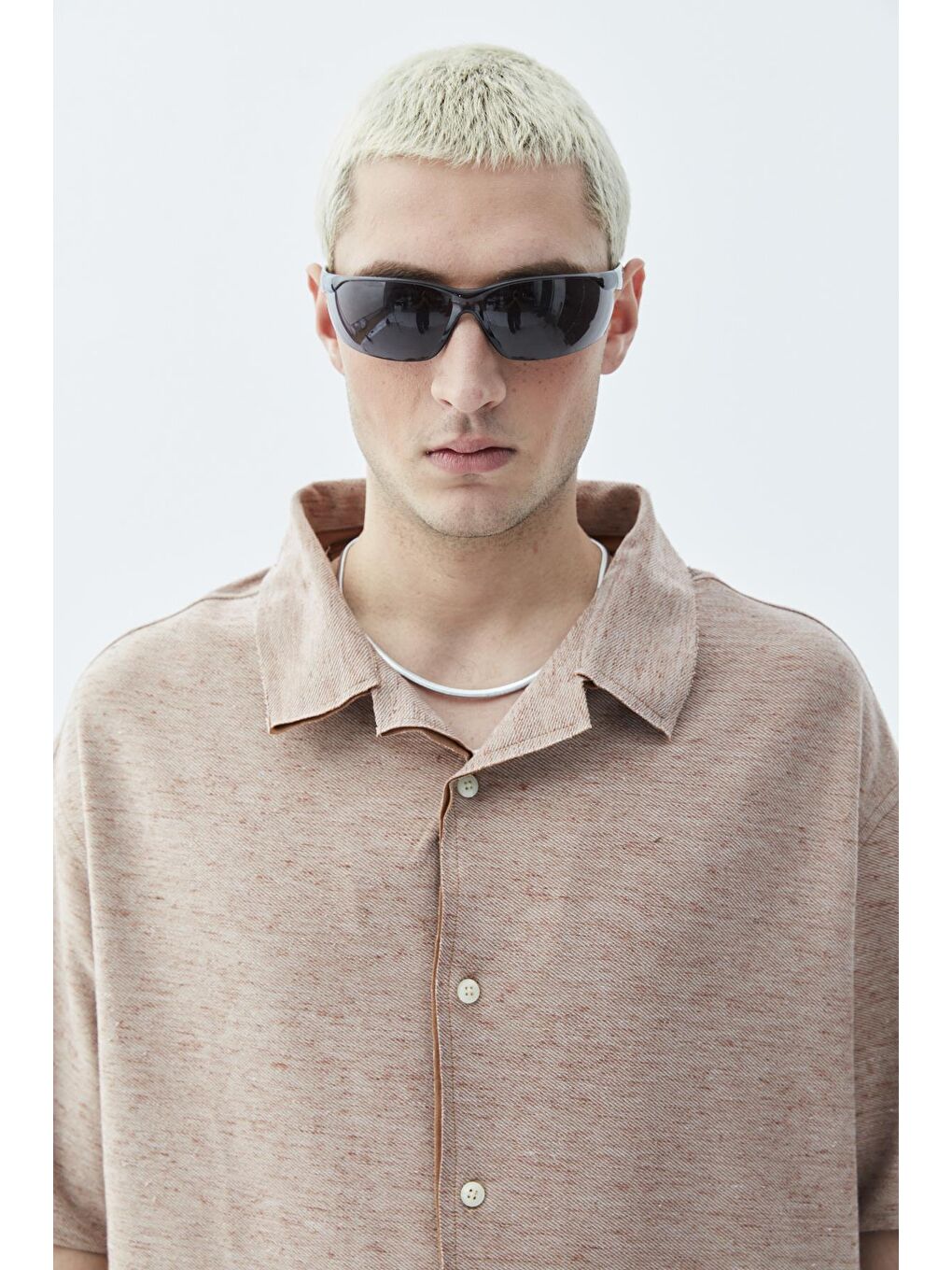 Kahverengi Oversize Keten Gömlek Kahve-1