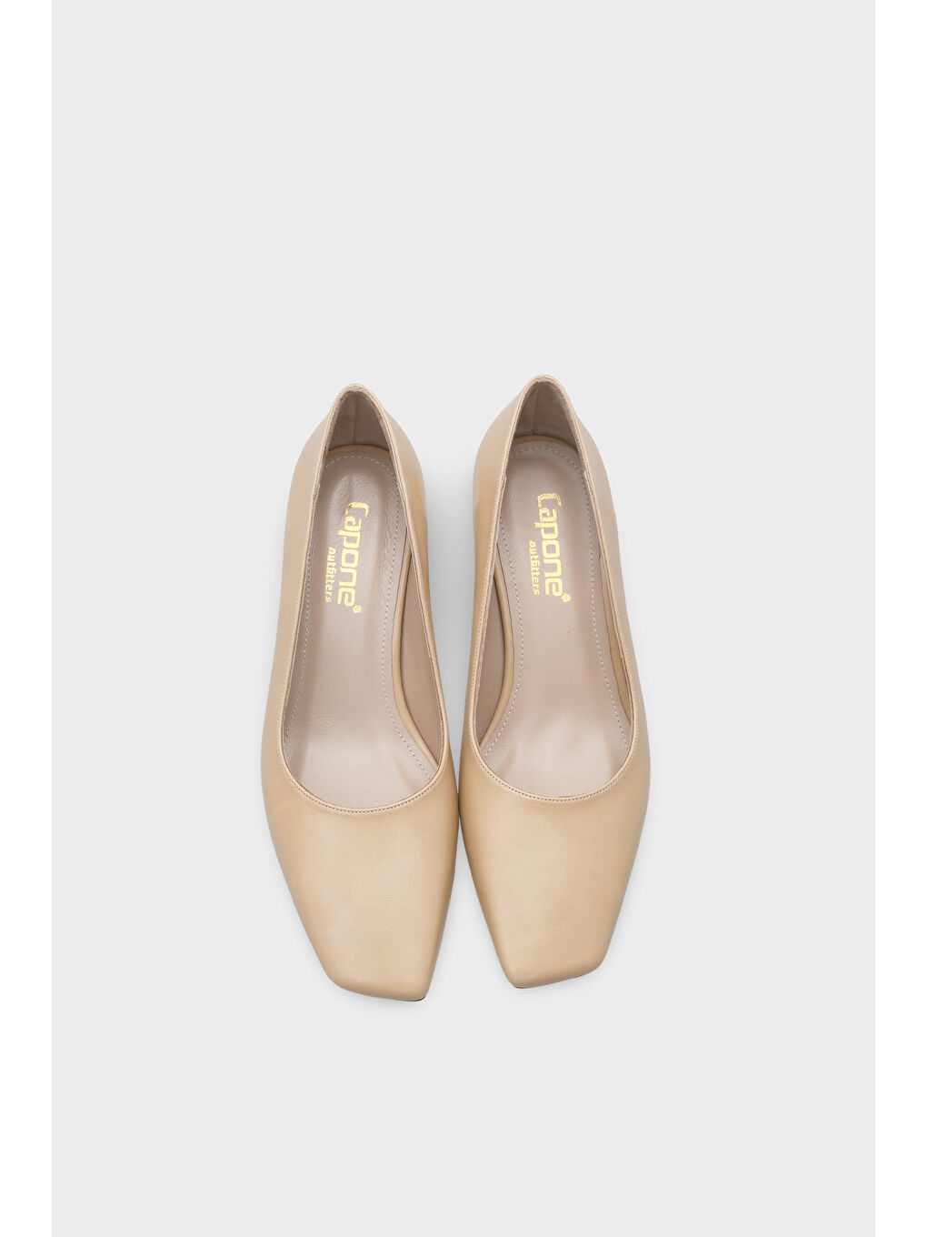 Bej Janie Orta Boy Topuklu Küt Burunlu Hakiki Deri Astarlı Kadın Ayakkabı-5