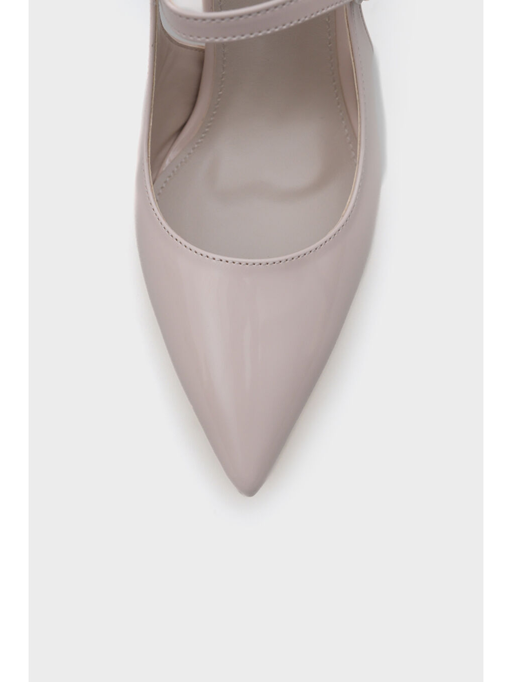Bej Holly Sivri Burunlu Orta Topuklu Arkası Bantlı Kadın Topuklu Ayakkabı-2