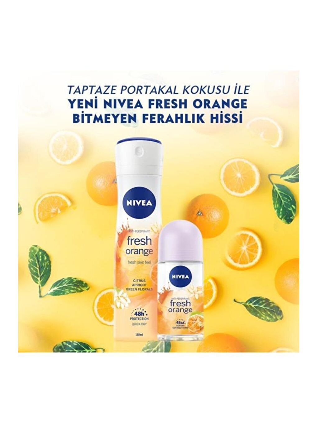 NIVEA Kadın Roll On Deodorant Fresh Orange 50 ml, 48 Saat Anti-Perspirant Koruması - 2