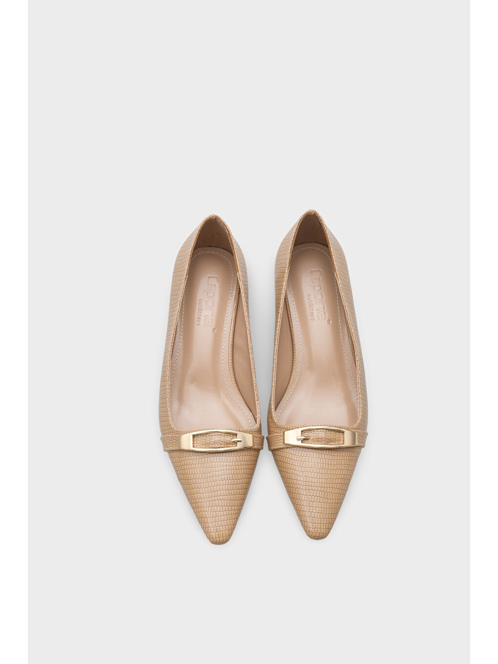 Bej Jodi Metal Aksesuarlı Kısa Topuklu Kadın Ayakkabı-5