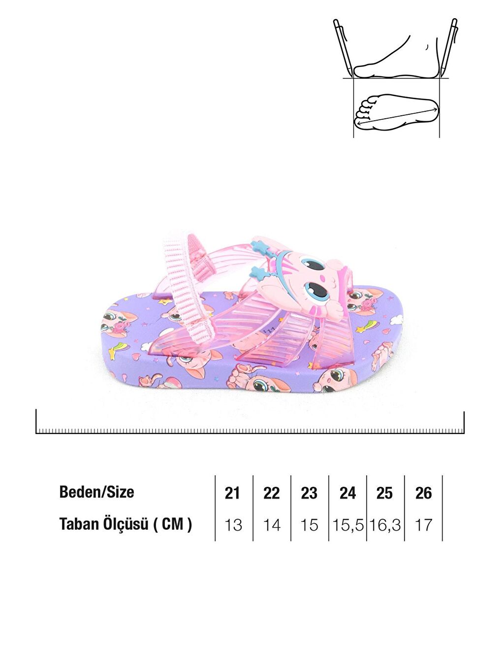 Lila Yazlık Bebe Kız Lastikli Islak Zemine Uygun Günlük Havuz Plaj Terlik-Sandalet-1