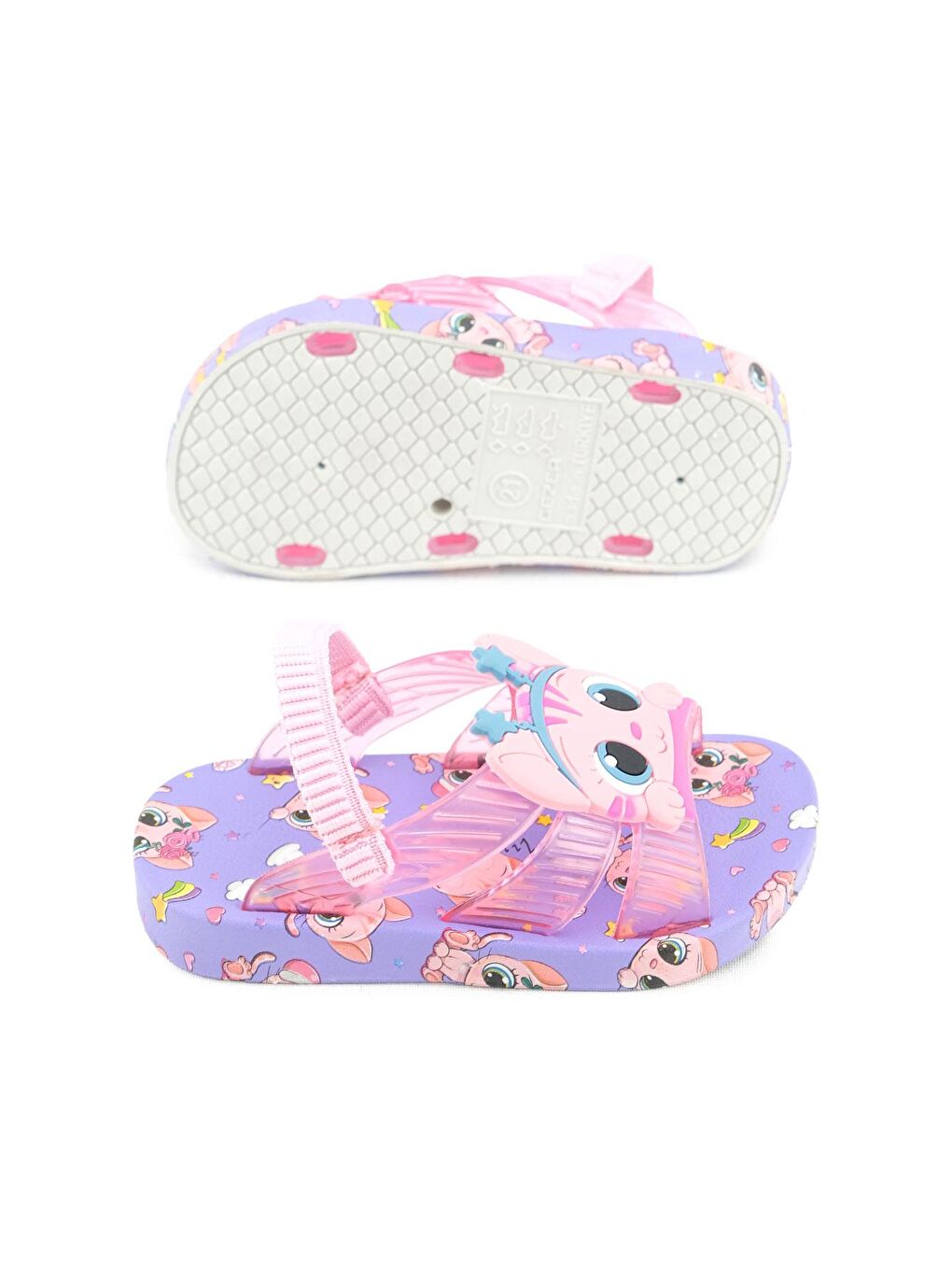 Lila Yazlık Bebe Kız Lastikli Islak Zemine Uygun Günlük Havuz Plaj Terlik-Sandalet-4