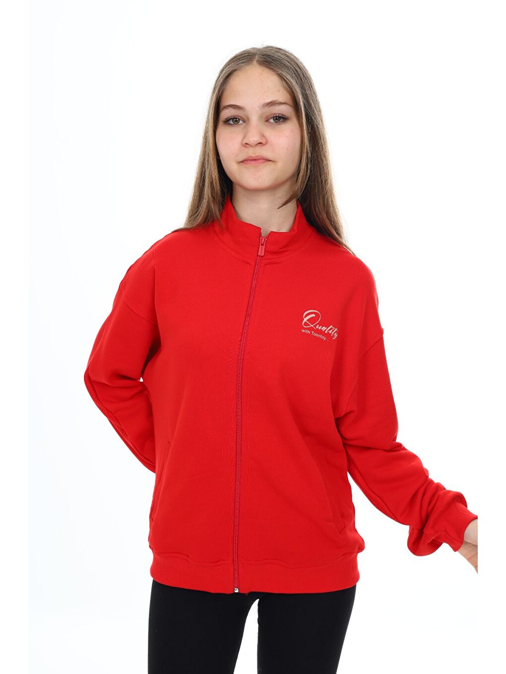 Kırmızı Kız Çocuk Baskılı Hırka