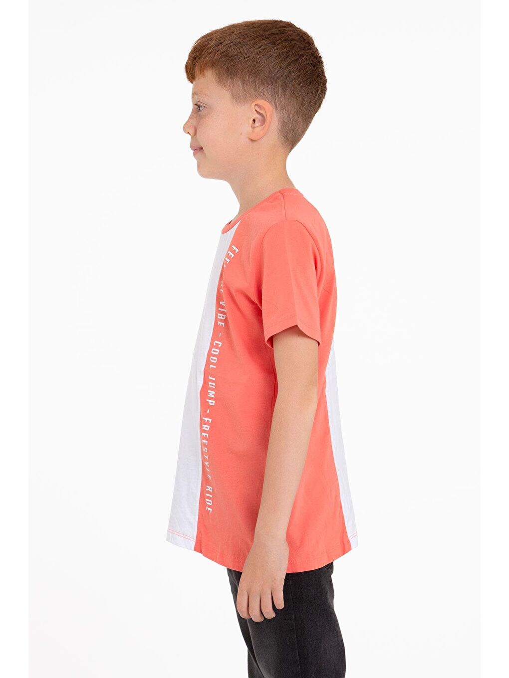 İndigo Bisiklet Yaka Kısa Kol Çift Renkli Indigo Renk Erkek Çocuk Tshirt-4