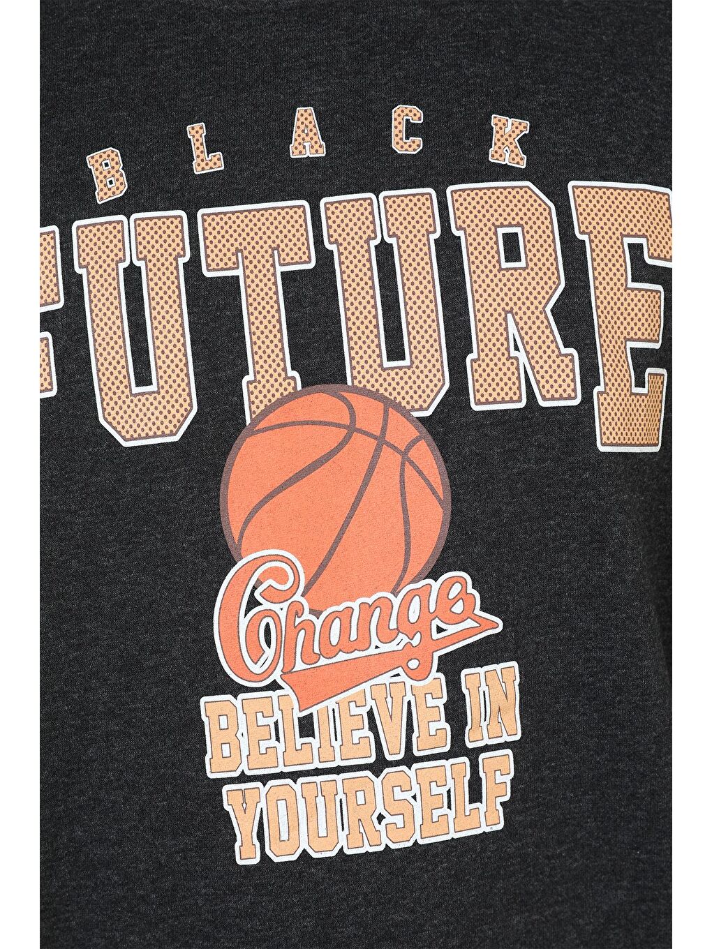 Antrasit Erkek Bisiklet Yaka Baskılı Sweatshirt-6