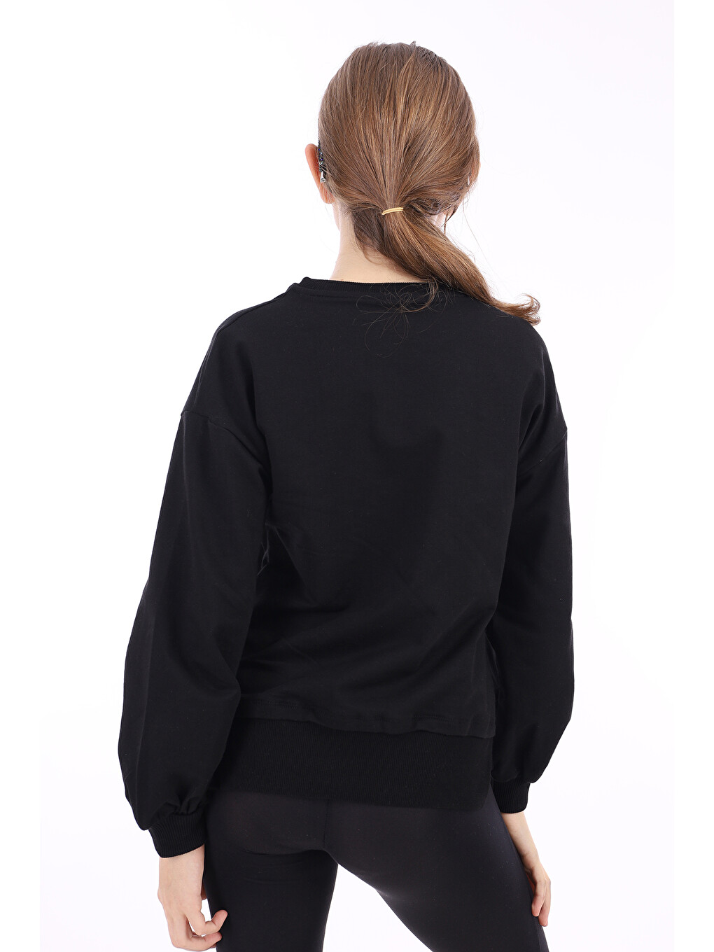 Siyah Kız Çocuk Baskılı Sweatshirt-1