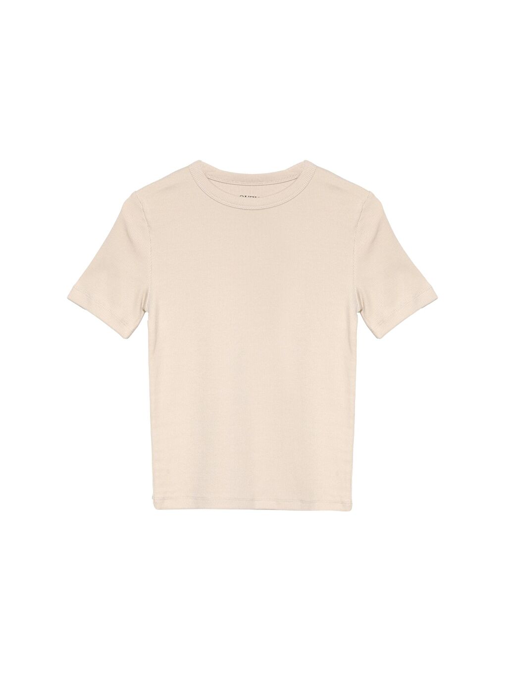 Fitilli Basic Tişört Bej-1