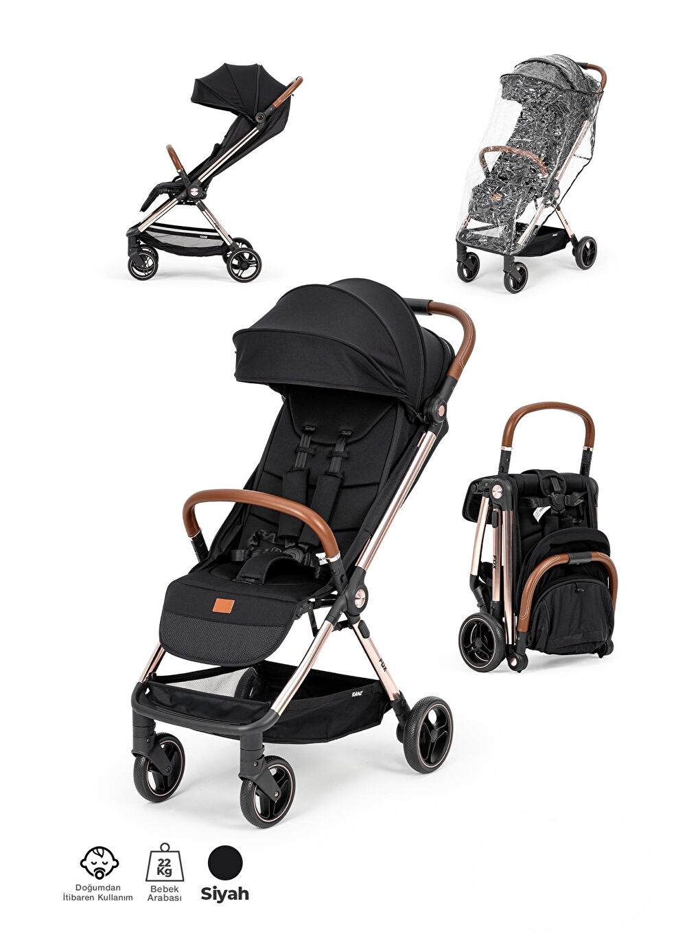 Fox Kabin Boy Bebek Arabası Siyah