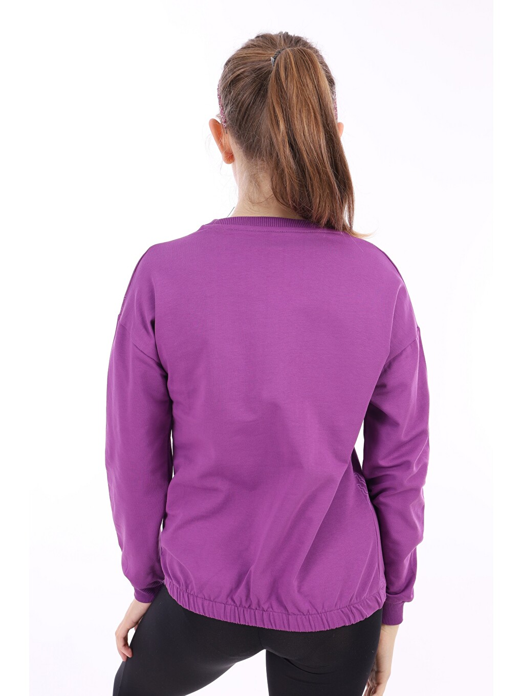 Mor Kız Çocuk Baskılı Sweatshirt-2
