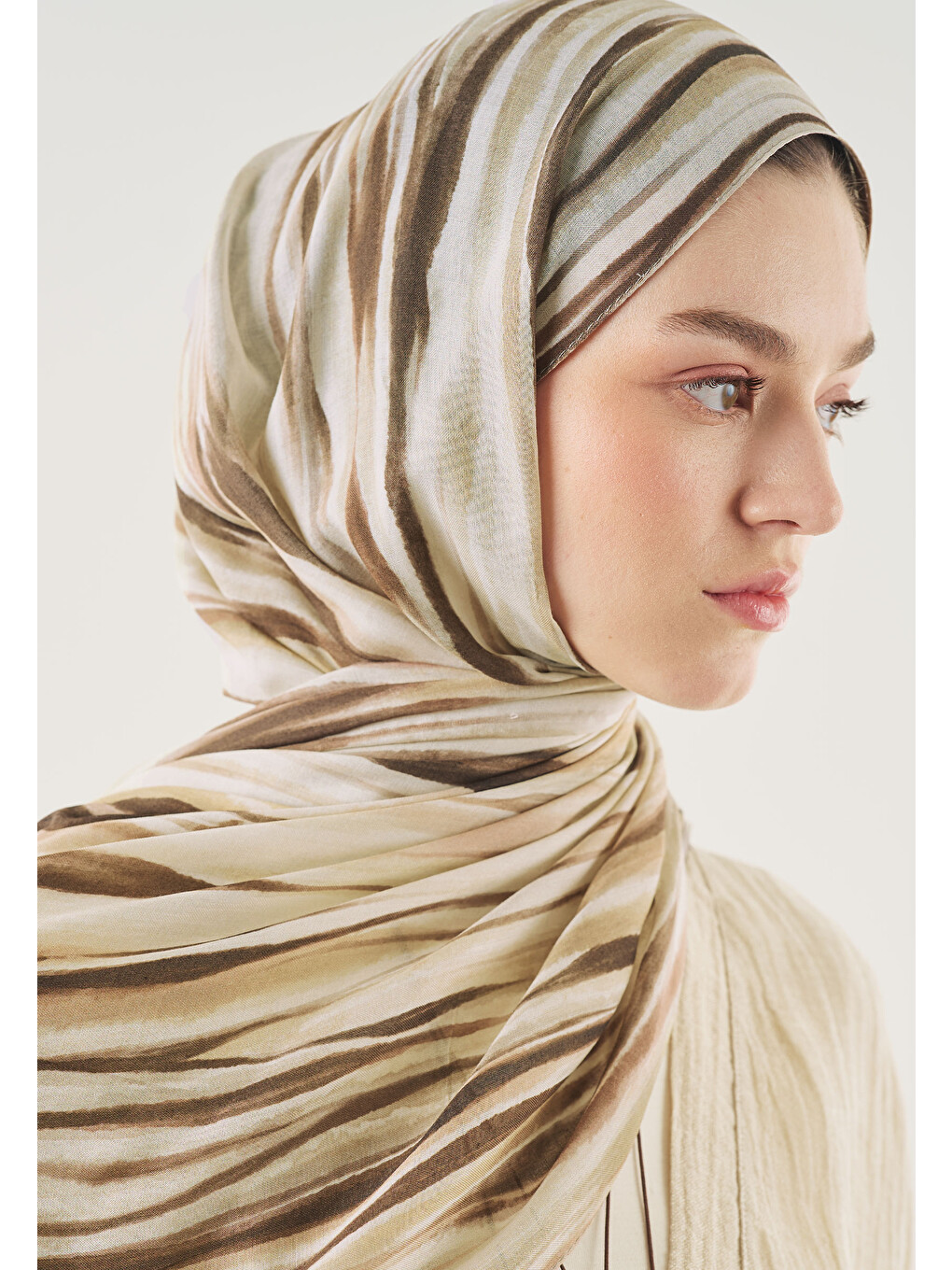 Kahverengi Dark Batik Desen Soft Viskon Şal Kahve-2