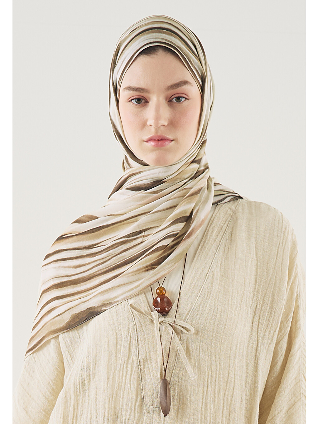 Kahverengi Dark Batik Desen Soft Viskon Şal Kahve-3