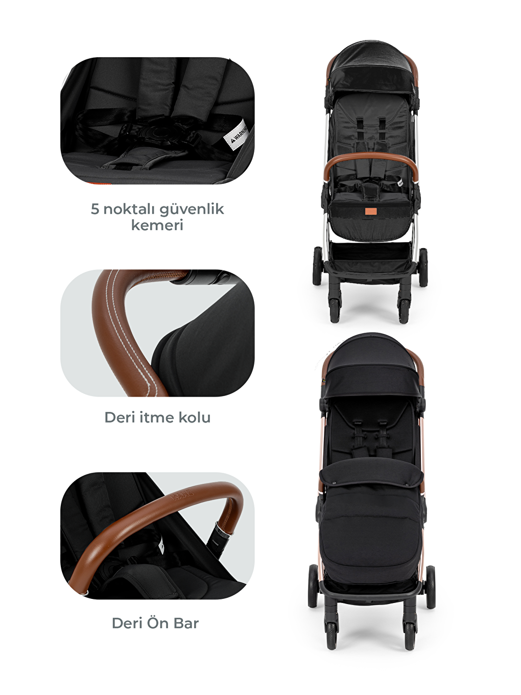 Fox Kabin Boy Bebek Arabası Siyah-4