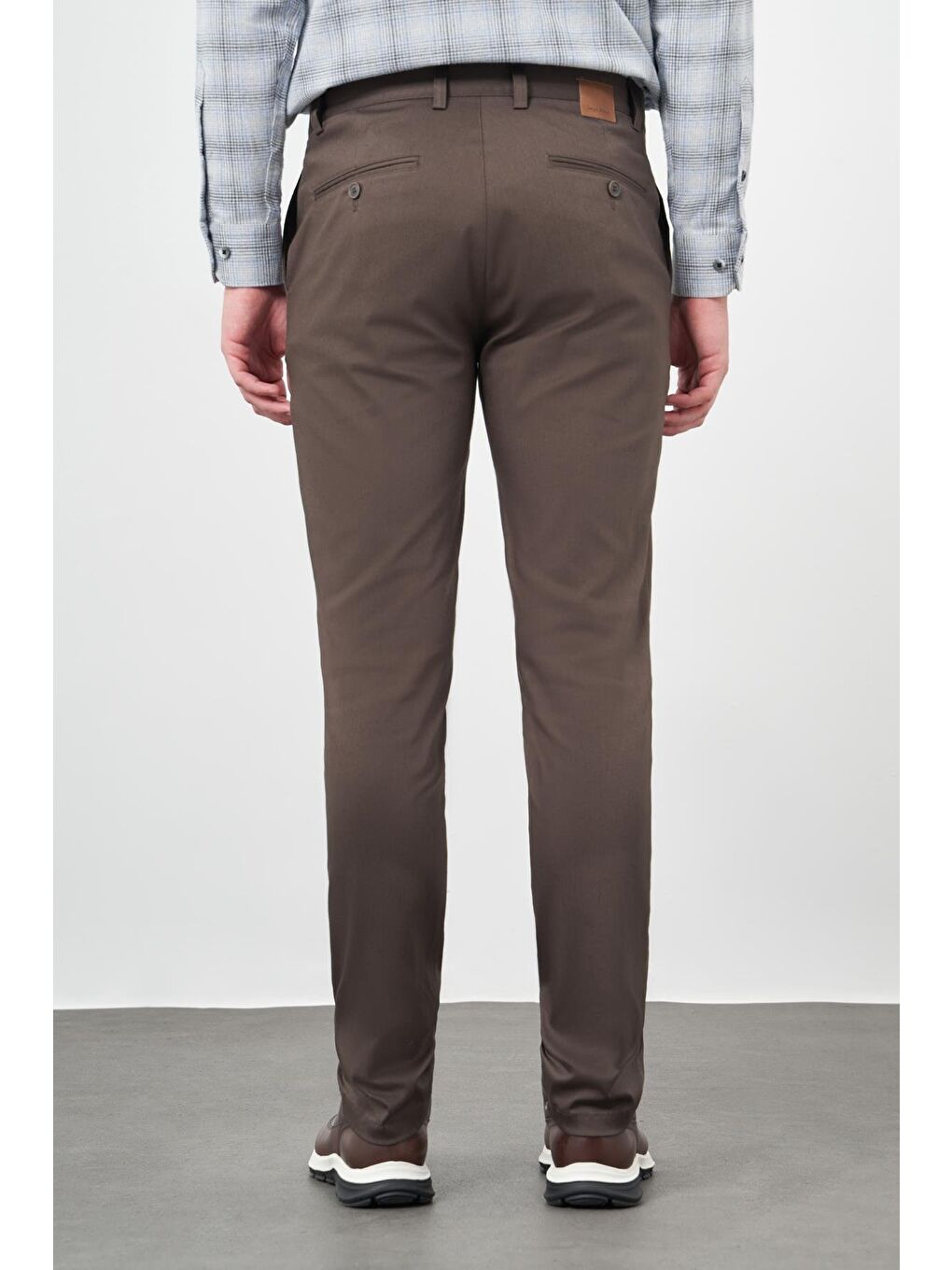 Kahverengi Koyu Camel Pamuklu Yandan Cepli Casual Slim Fit Chino Pantolon 1003245163-4